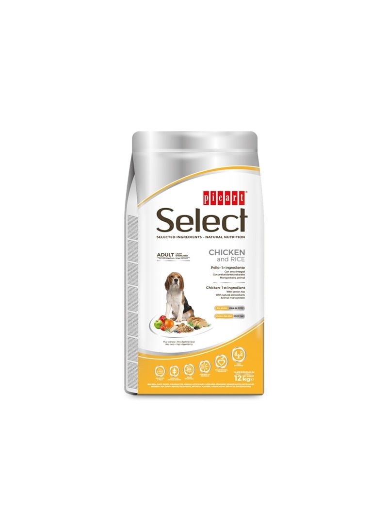 PICART SELECT LIGHT CHICKEN & RICE CANINE - 12kg - P52322
