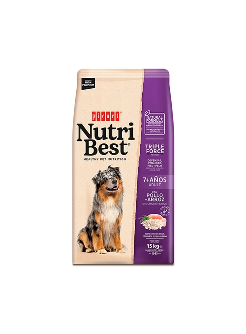 PICART NUTRIBEST ADULT 7+ CHICKEN & RICE CANINE - 15kg - NUTBSEN15