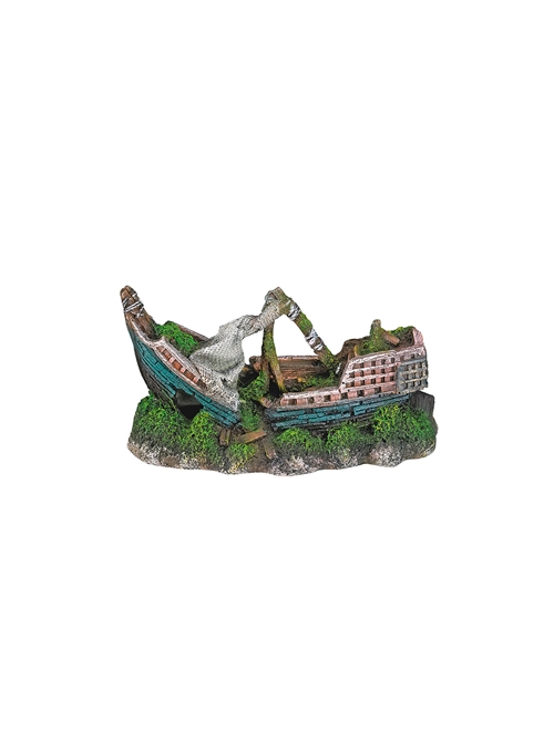 DECORAÇÃO DESTROÇOS DE NAVIO PARA AQUÁRIO - 17 x 7 x 9cm - EXP5446
