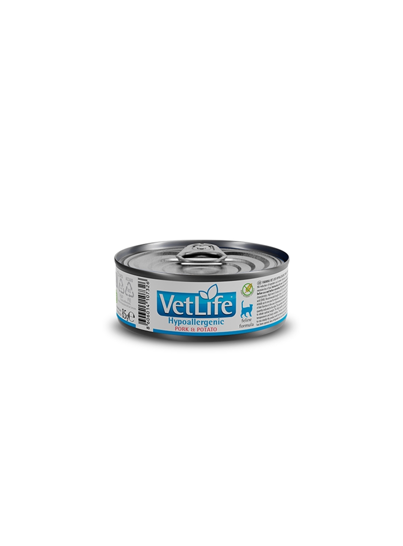 FARMINA VET LIFE HYPOALLERGENIC FELINE LATA - Porco e Batata - 85gr - VLFYPPLP FARMINA VET LIFE HYPOALLERGENIC FELINE LATA - Porco e Batata - 85gr - VLFYPPLP
