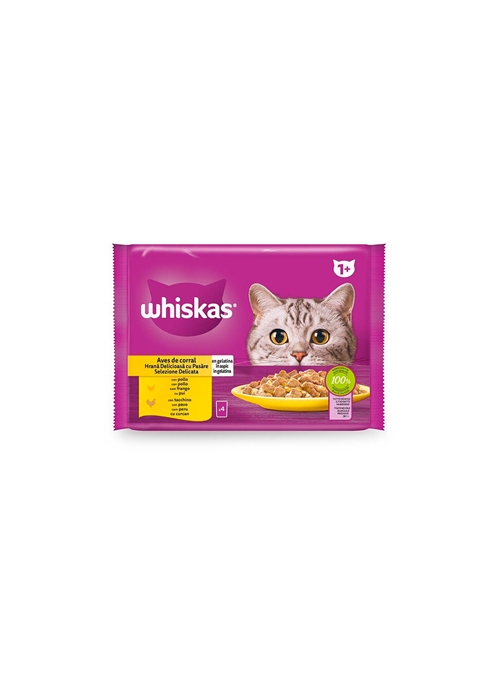 WHISKAS SAQUETAS SELEÇÃO DE AVES - 4 x 85gr - W443082