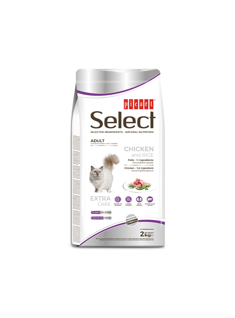PICART SELECT CAT ADULT FRANGO, OVO E ARROZ - 2kg - 007700028