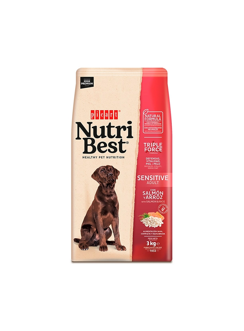 PICART NUTRIBEST SENSITIVE SALMON E RICE CANINE - 3kg - NUTBSENT3