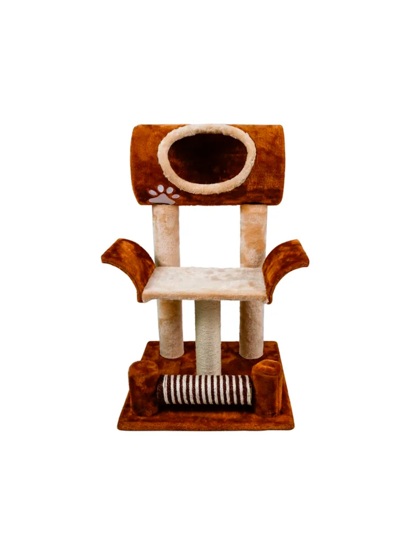 NOBLEZA ARRANHADOR ÁRVORE COM TÚNEL ALTO - Castanho e Bege - NBZ0346