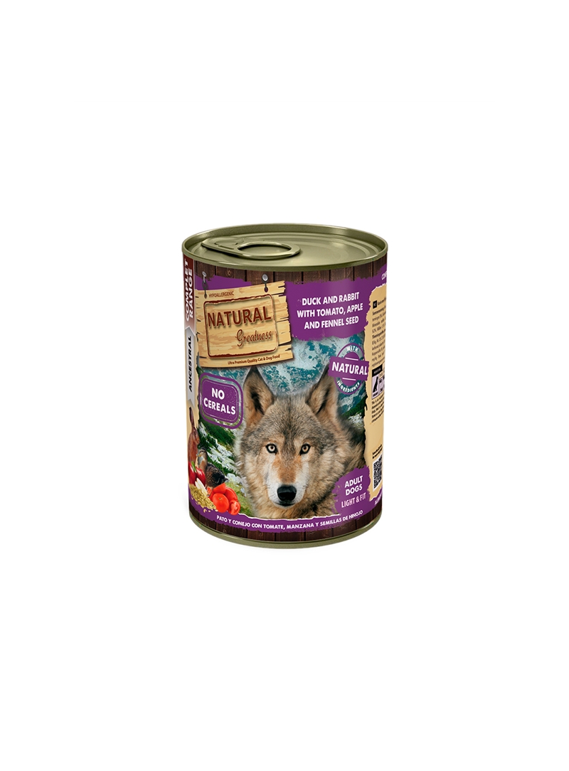 NATURAL GREATNESS DOG WET LIGHT FIT - Coelho e Pato - 400gr - NGWD-UP-18 NATURAL GREATNESS DOG WET LIGHT FIT - Coelho e Pato - 400gr - NGWD-UP-18