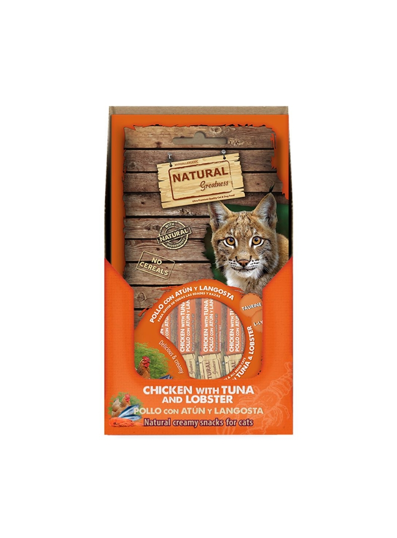 NATURAL GREATNESS CAT SNACK IMMUNE SYSTEM - Frango com Atum e Lagosta - 4x14gr - NGCS003