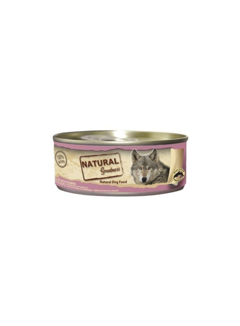 NATURAL GREATNESS DOG WET TUNA FILET E PRAWNS - Filete de Atum e Camarão - 156gr - NGWD-UP-15