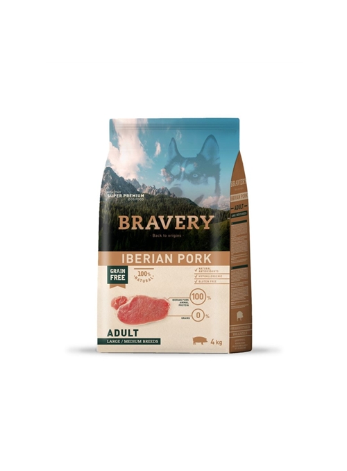 BRAVERY DOG ADULT MEDIUM/LARGE IBERIAN PORK GRAIN FREE - 4kg - BV10504