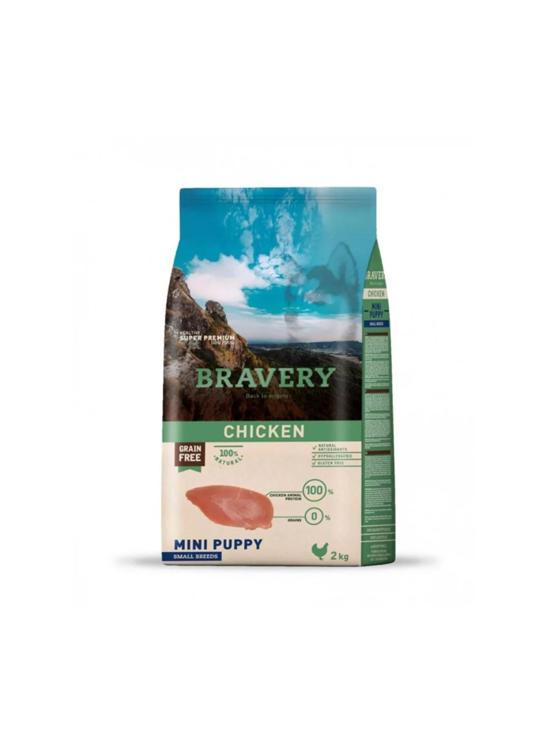 BRAVERY DOG PUPPY MINI CHICKEN ADULT SMALL BREEDS GRAIN FREE - 2kg - BV10402