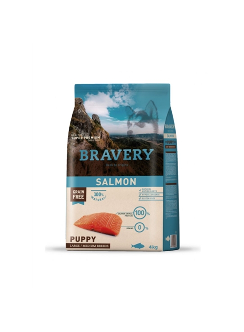 BRAVERY DOG PUPPY MEDIUM/LARGE SALMON GRAIN FREE - 4kg - BV10424