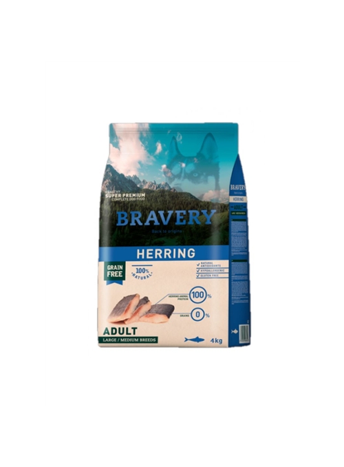 BRAVERY DOG ADULT MEDIUM/LARGE HERRING GRAIN FREE - 4kg - BV10704