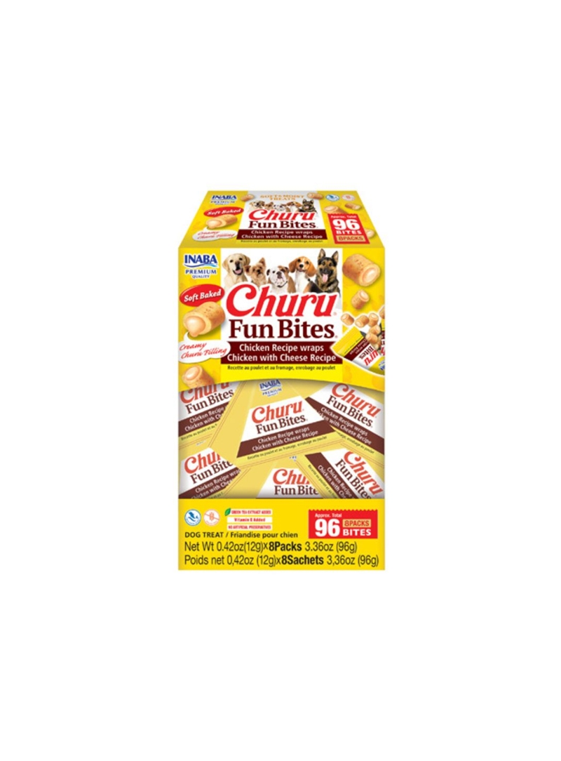 CHURU DOG FUN BITES FRANGO E QUEIJO - Frango e Queijo - 8 x 12gr - EUD741