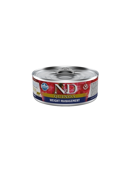 N&D QUINOA CAT LATA WEIGHT MANAGEMENT CORDEIRO - 80gr - NDQFW80