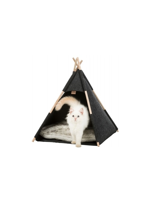 Trixie Gruta Tipi Cinzento 55 x 55 x 65 cm – Tenda Confortável para Gatos e Cães Pequenos - Cinzento - 55 x 55 x 65cm - TX36275