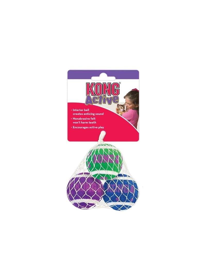 KONG Cat Active Tennis Balls – Brinquedos com Guizo para Gatos - Sortido - KCA56E KONG Cat Active Tennis Balls – Brinquedos com Guizo para Gatos - Sortido - KCA56E
