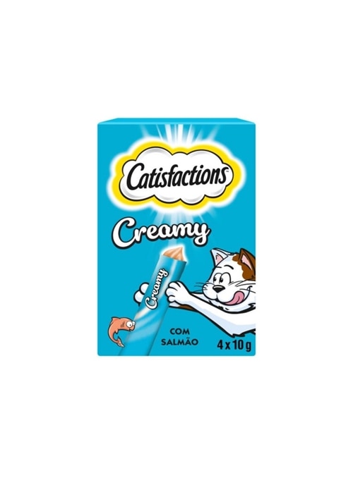 Catisfactions Snack Creamy Salmão 4x10g – Petisco Cremoso e Irresistível para Gatos - 4x10gr - CA462577
