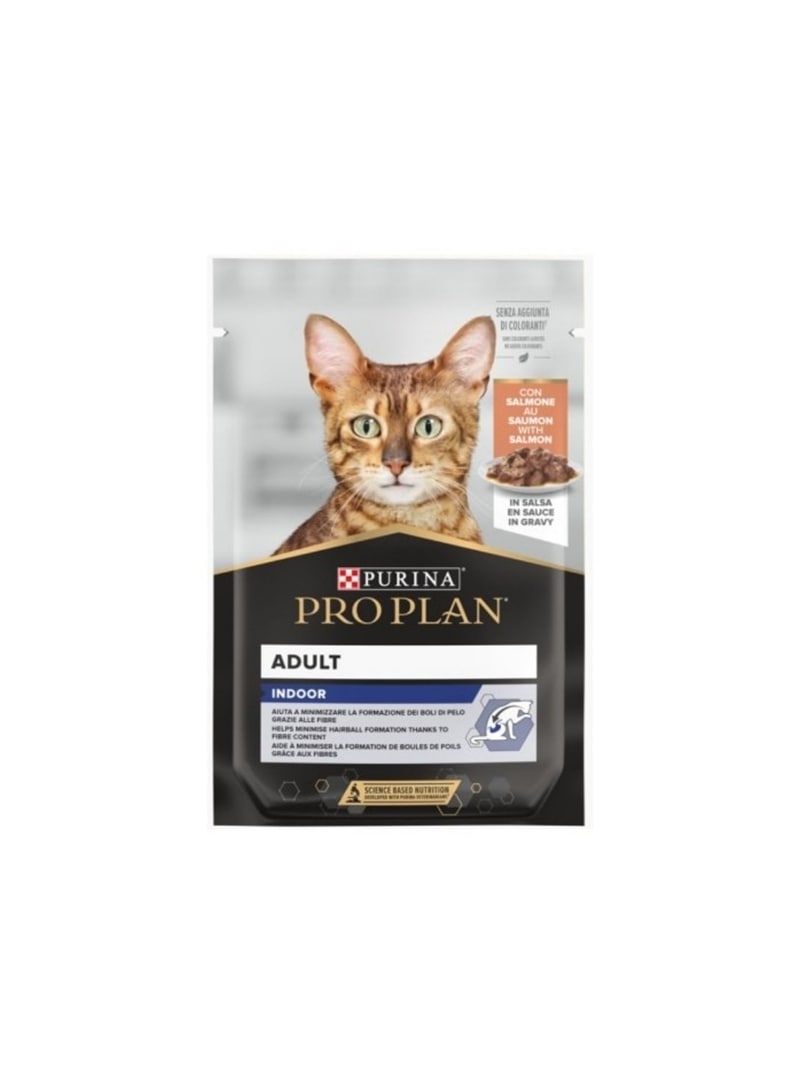 PRO PLAN CAT ADULT INDOOR SALMÃO EM MOLHO - Salmão em molho - 85gr - P12572153