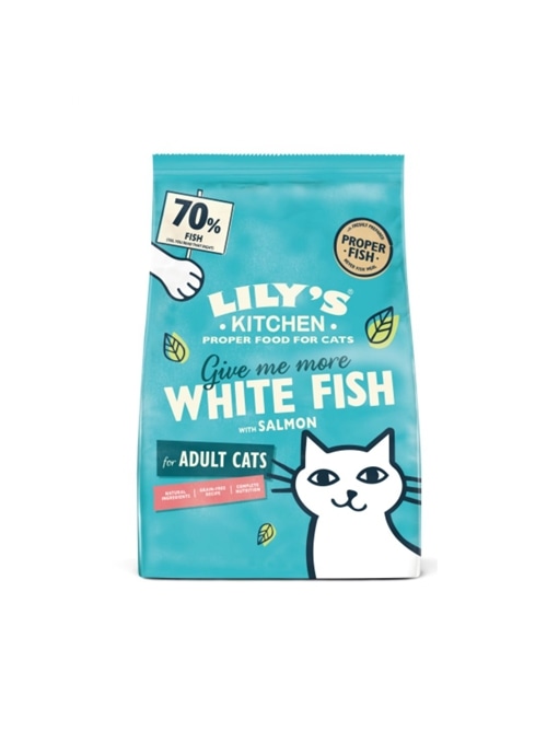 LILYS KITCHEN CAT DRY PEIXE BRANCO COM SALMÃO - 800gr - 12489578