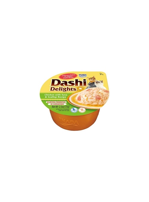 CHURU CAT DASHI DELIGHTS RECEITA DE FRANGO COM ATUM E VIEIRA - Frango, Atum e Vieira - 70gr - EU863