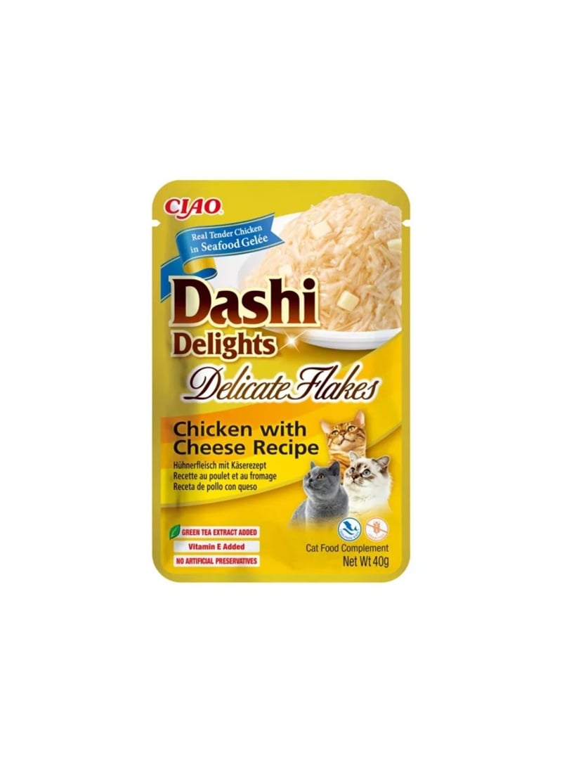 CHURU CAT DASHI DELIGHTS DELICATE FLAKES FRANGO E QUEIJO - Frango e Queijo - 40gr - EU893