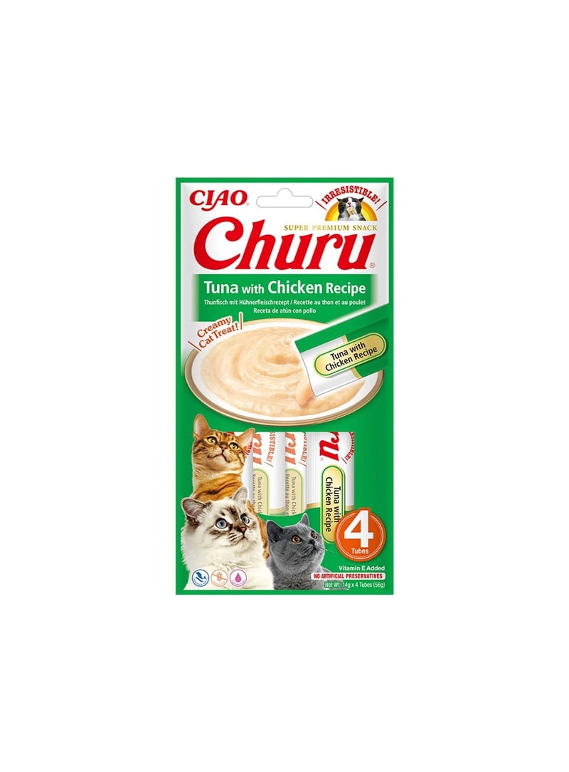 CHURU CAT CREAMY TREAT - Atum com Frango - 4 x 14gr - IN0102 CHURU CAT CREAMY TREAT - Atum com Frango - 4 x 14gr - IN0102