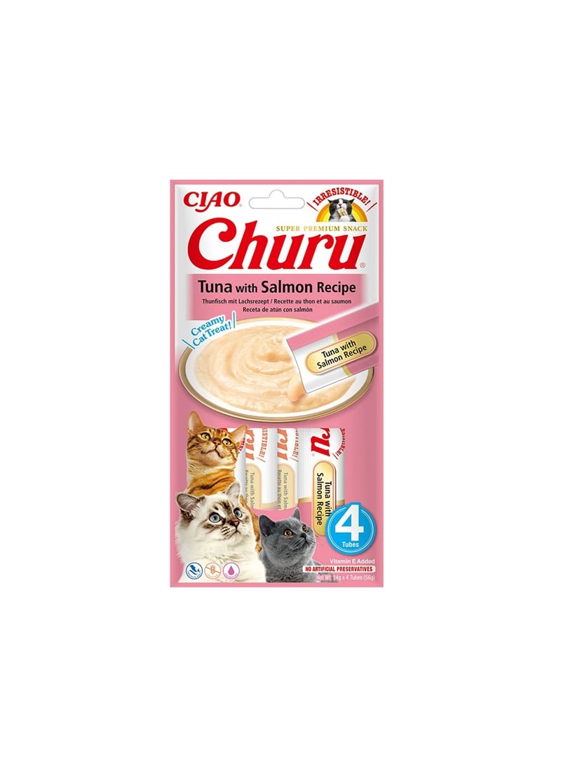 CHURU CAT CREAMY TREAT - Atum com Salmão - 4 x 14gr - IN0106 CHURU CAT CREAMY TREAT - Atum com Salmão - 4 x 14gr - IN0106