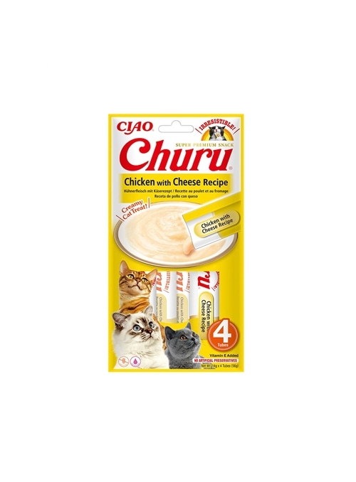 CHURU CAT CREAMY TREAT - Frango com Queijo - 4 x 14gr - IN0107