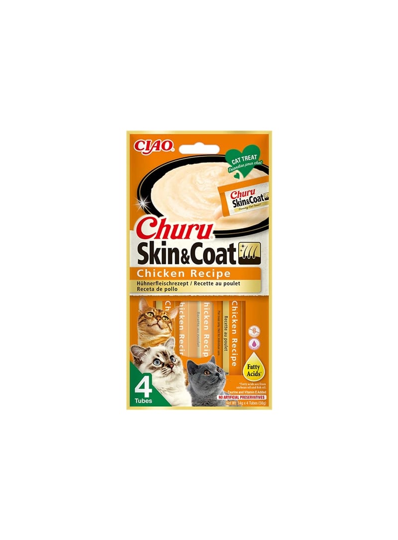 CHURU CAT SKIN & COAT - Frango - 4 x 14gr - IN0672 CHURU CAT SKIN & COAT - Frango - 4 x 14gr - IN0672