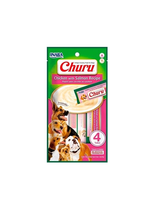 CHURU DOG CREAMY FRANGO E SALMÃO - Frango e Salmão | Validade do produto 21/11/2025 - 4 x 14gr - EUD613