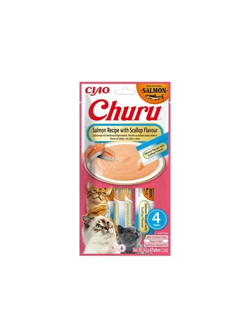 CHURU CAT CREAMY TREAT RECEITA DE SALMÃO - Salmão e Vieira - 4 x 14gr - EU683