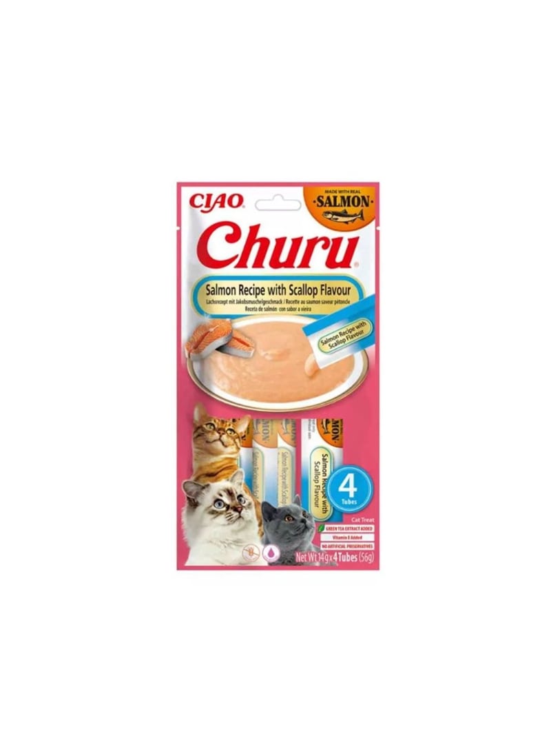 CHURU CAT CREAMY TREAT RECEITA DE SALMÃO - Salmão e Vieira - 4 x 14gr - EU683 CHURU CAT CREAMY TREAT RECEITA DE SALMÃO - Salmão e Vieira - 4 x 14gr - EU683