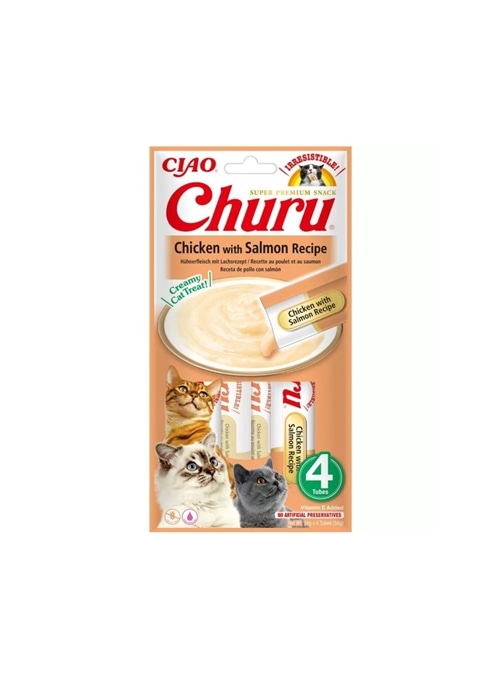 CHURU CAT CREAMY TREAT RECEITA DE SALMÃO - Salmão e Frango - 4 x 14gr - EU684