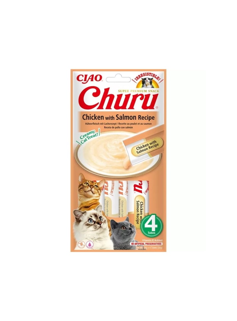 CHURU CAT CREAMY TREAT RECEITA DE SALMÃO - Salmão e Frango - 4 x 14gr - EU684 CHURU CAT CREAMY TREAT RECEITA DE SALMÃO - Salmão e Frango - 4 x 14gr - EU684