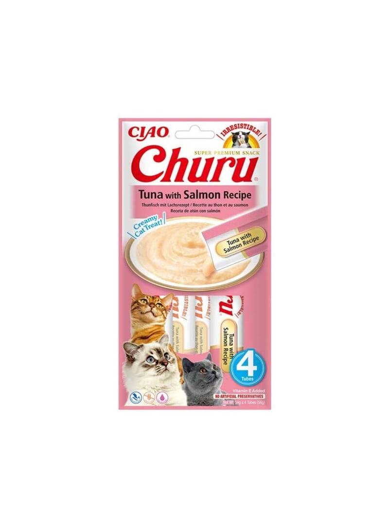 CHURU CAT CREAMY TREAT RECEITA DE SALMÃO - Salmão e Atum - 4 x 14gr - EU682