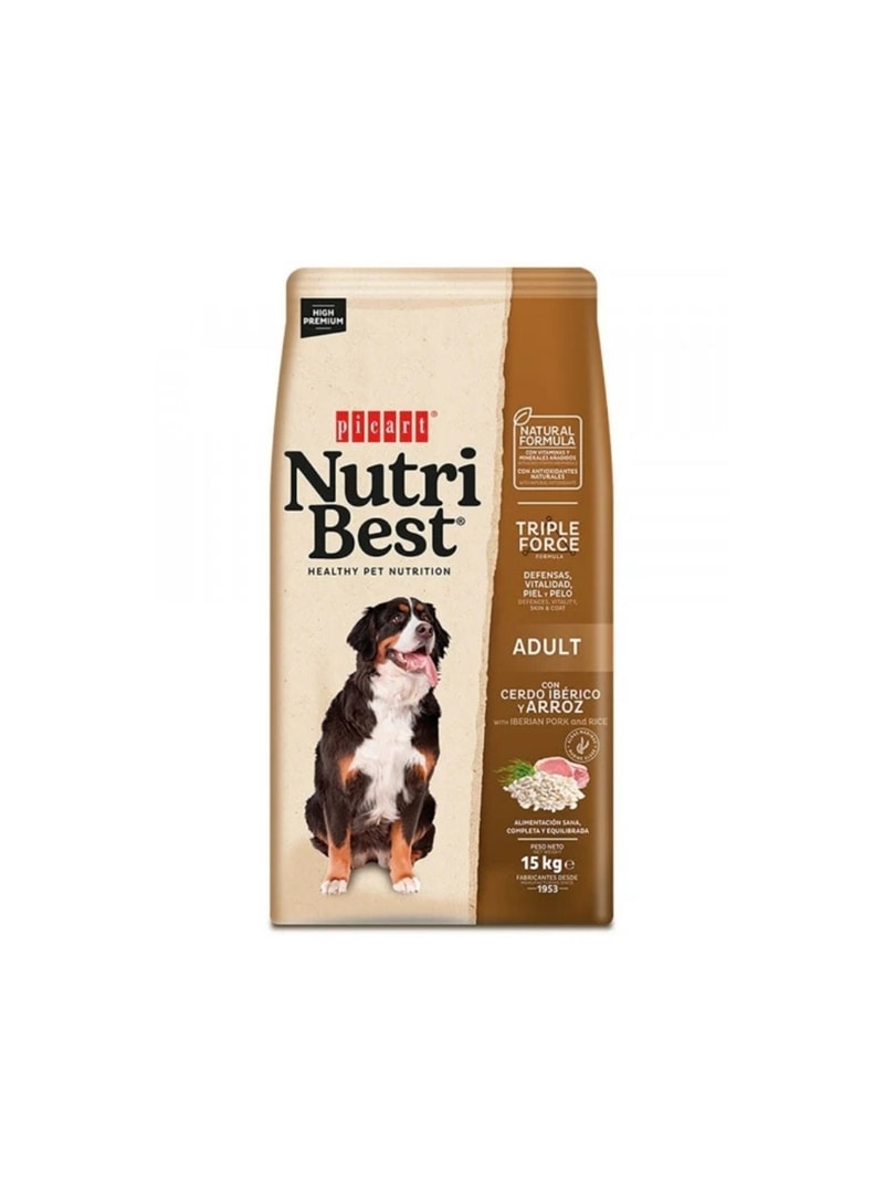 Picart Nutribest Adult Iberian Pork 15kg – Ração Natural e Nutritiva para Cães - 15kg - 007700201