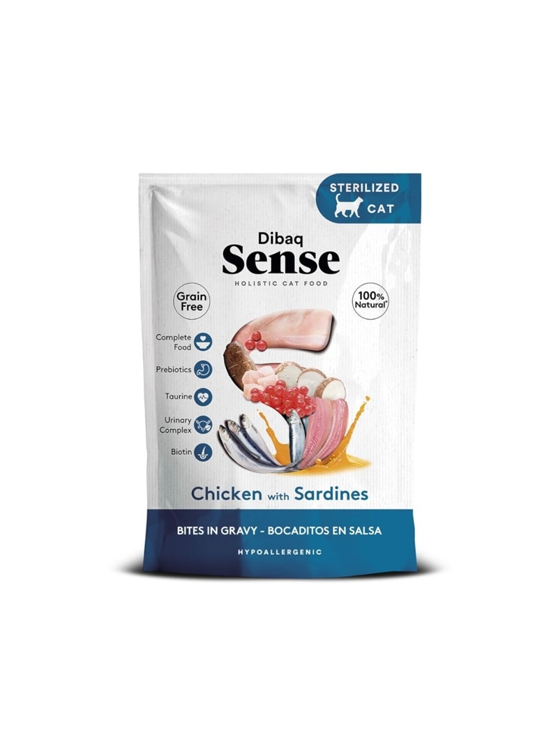 DIBAQ SENSE CAT BITES CHICKEN WITH SARDINES - Frango e sardinha - 100gr - DS1011361