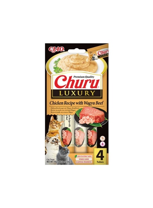 CHURU CAT LUXURY RECEITA DE FRANGO COM CARNE WAGYU - 4 x 14gr - EU654