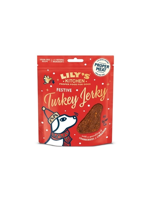 LILYS KITCHEN FESTIVE TURKEY JERKY - Perú e camarão e canela - 70gr - 12626868