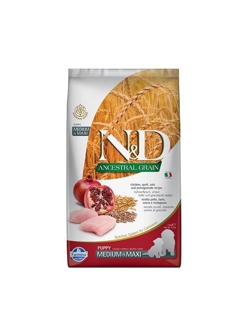 N&D LOW ANCESTRAL GRAIN PUPPY MED/MAX FRANGO E ROMÃ - 12kg - NDA1145