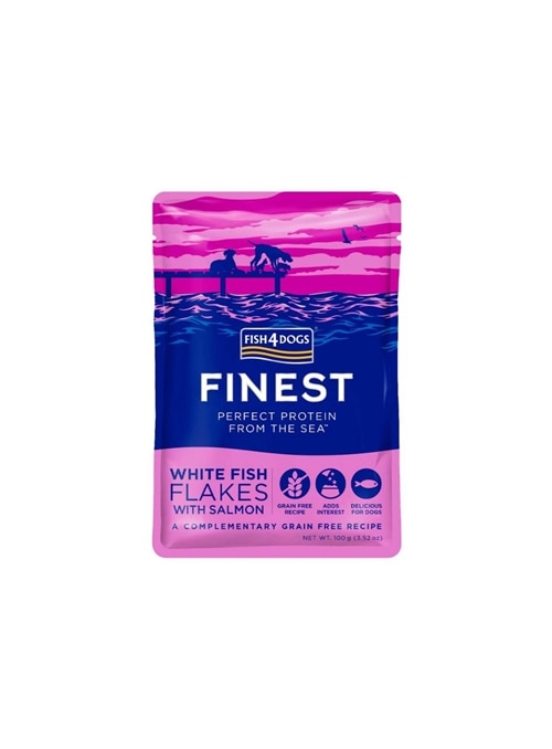 FISH4DOGS FINEST WHITE FISH FLAKES WITH SALMON - 100gr - DFW634