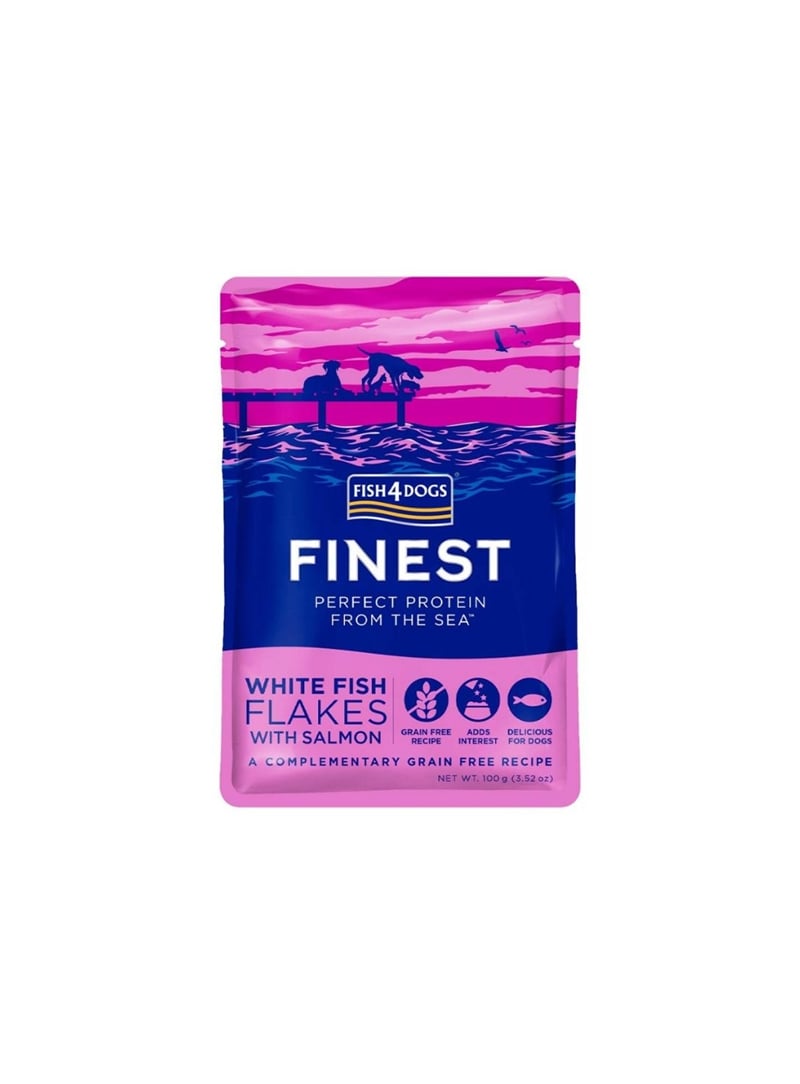 FISH4DOGS FINEST WHITE FISH FLAKES WITH SALMON - 100gr - DFW634