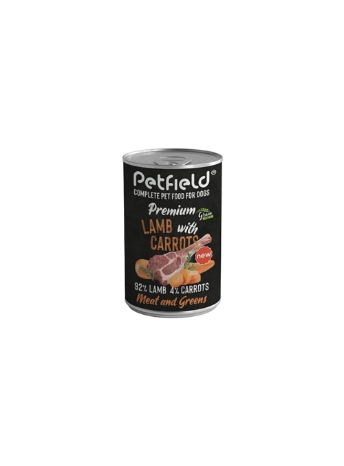 PETFIELD PREMIUM DOG WET LAMB AND CARROT - Cordeiro e Cenouras - 400gr - WD1007