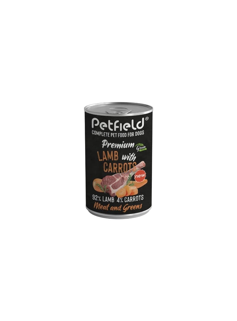 PETFIELD PREMIUM DOG WET LAMB AND CARROT - Cordeiro e Cenouras - 400gr - WD1007