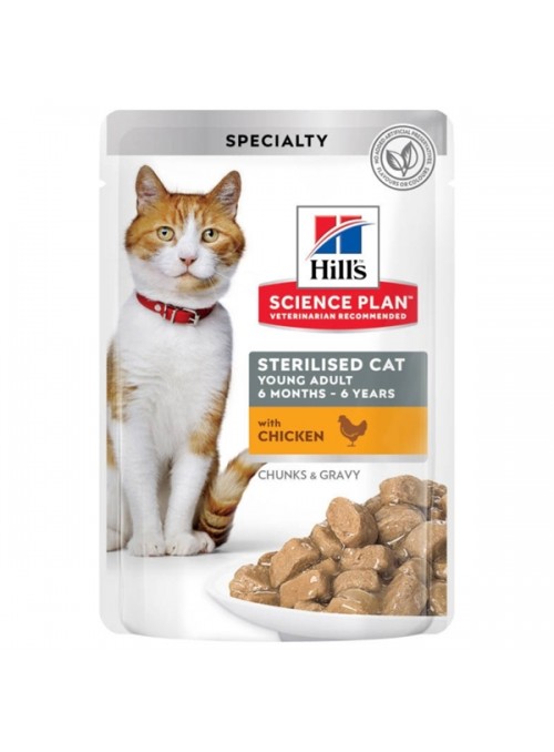 HILLS SCIENCE PLAN CAT YOUNG ADULT STERILISED CHICKEN - SAQUETA - 85gr - HSQ68